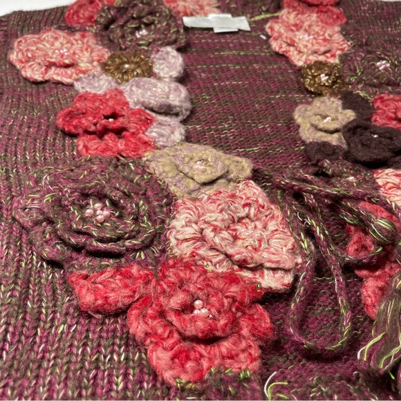 Gorgeous Floral Crochet Knit Cardigan Sweater Vest Boho Feminine Large - Picture 2 of 13
